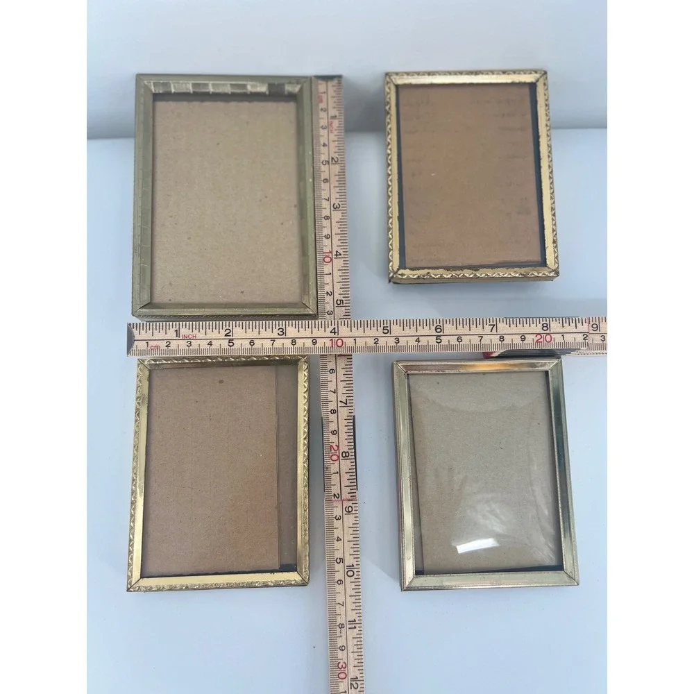 Vintage Picture Frame Set Metal Gold Hollywood Regency 3X5